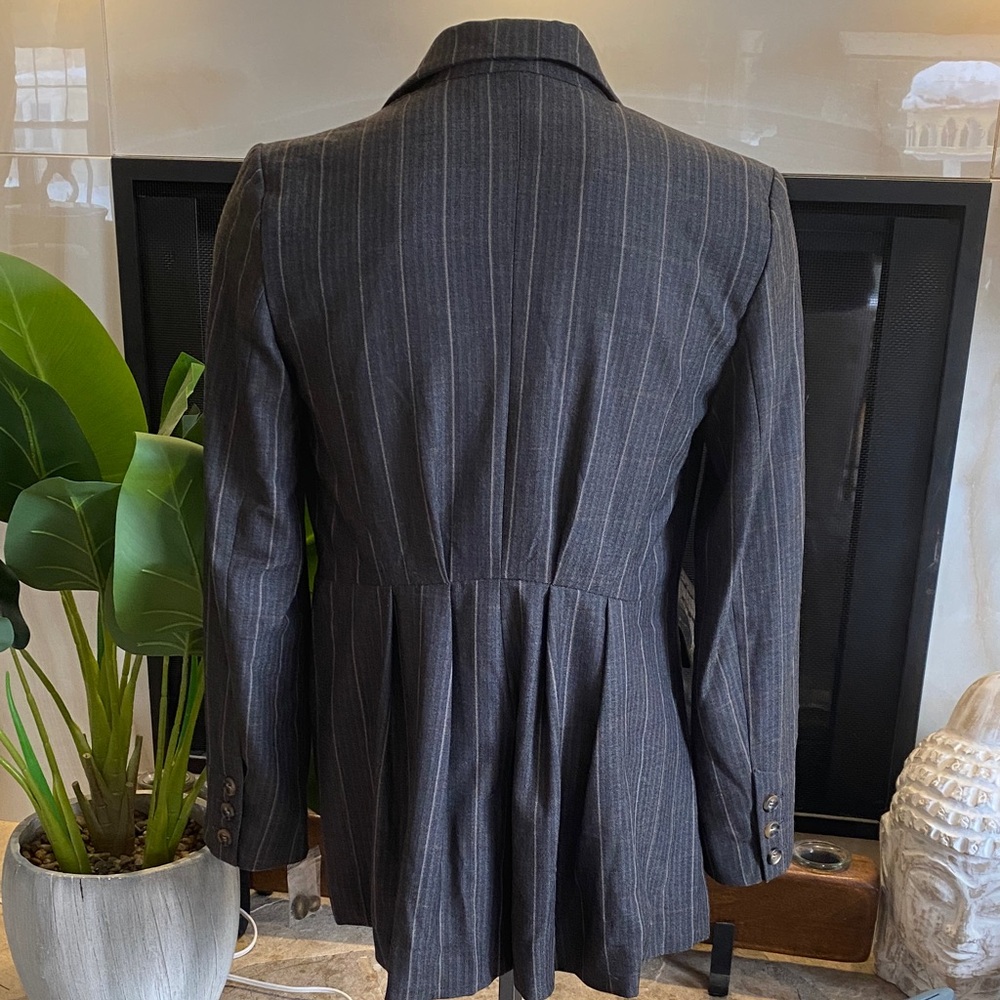 Free People Pinstripe Herringbone Blazer Jacket Charcoal Women’s Medium - Picture 4 of 13